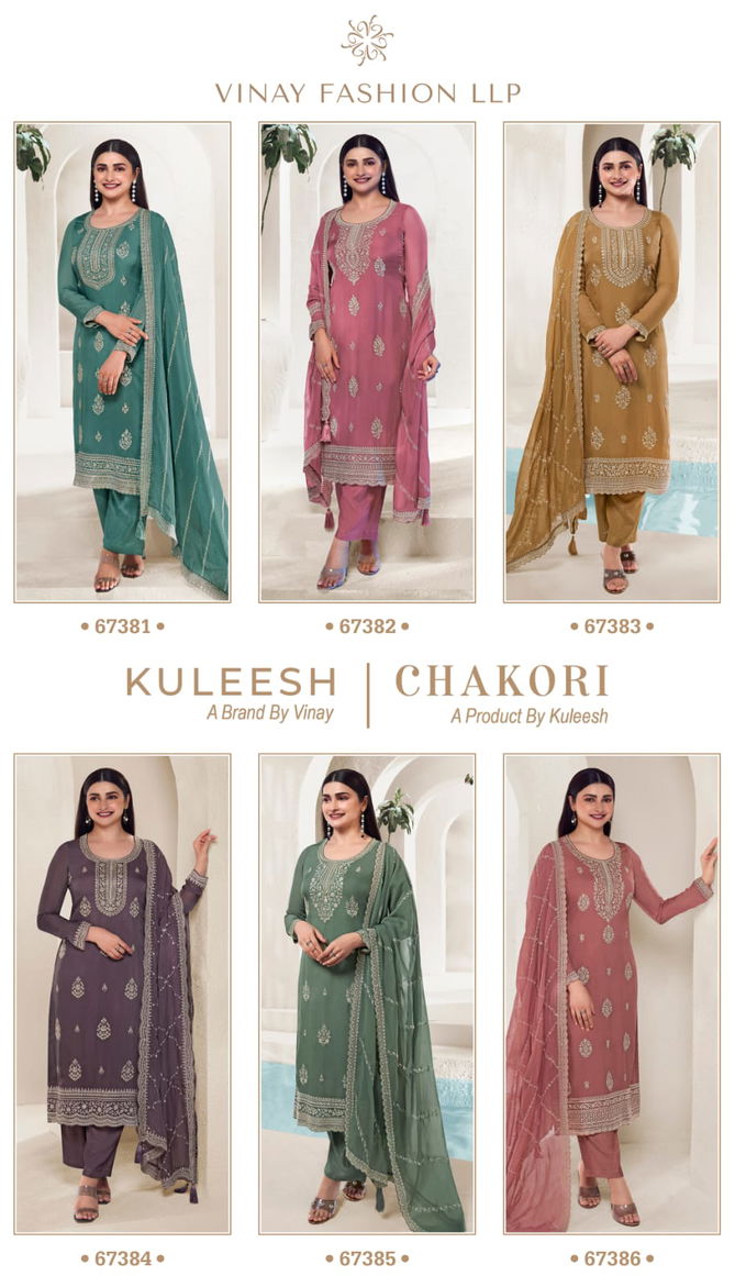 Chakori By Vinay Kuleesh Hit list Organza Embroidery Designer Salwar Suits Wholesalers In Delhi